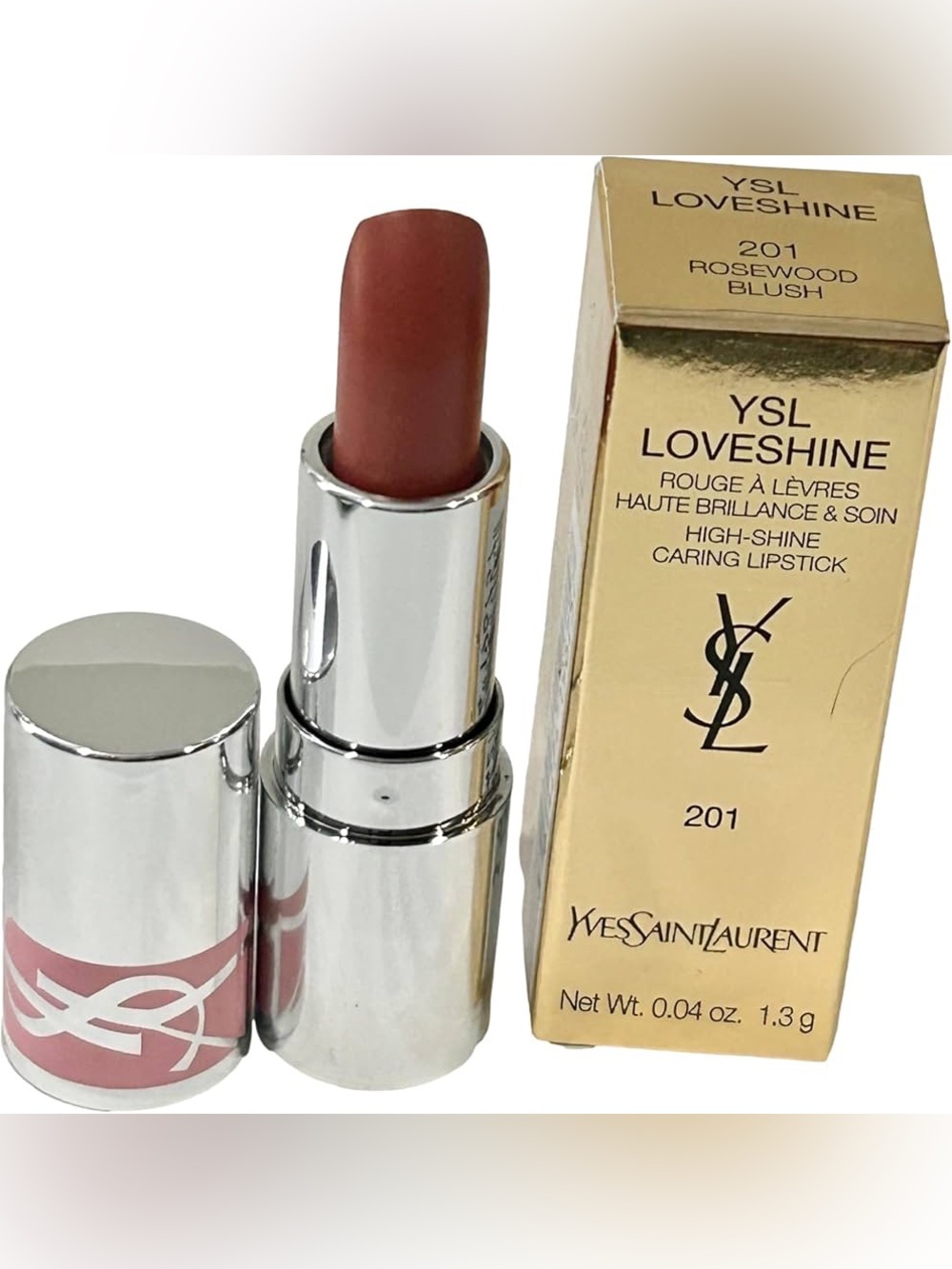 nib YVES SAINT LAURENT Loveshine Lipstick 201 Rosewood Blush Mini 0.04 Oz NEW